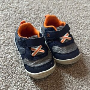 Navy and Orange Baby Sneakers